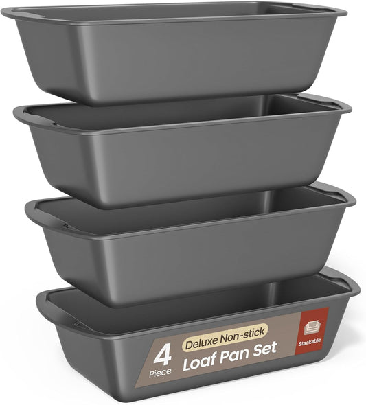 Bakken- Swiss Loaf Pan Set 4-Piece - Deluxe Nonstick Carbon Steel Bakeware for Perfect Bread and Cakes – Dishwasher Safe, Premium Pans for Home Baking