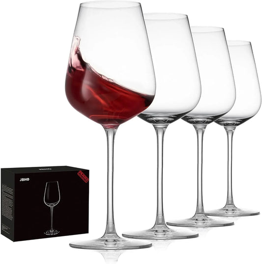 Hand Blown Italian Style Crystal Bordeaux Wine Glasses - Great Gift Packaging - Red Wine Glasses Lead-Free Premium Crystal Clear Glass - Set of 4-18 Ounce