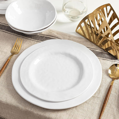Basic White Melamine Dinnerware Sets, 18 Piece Melamine Dishes Set, Service for 6, Plates and Bowls Sets Great for Indoor and Outdoor Use, Dishwasher Safe…