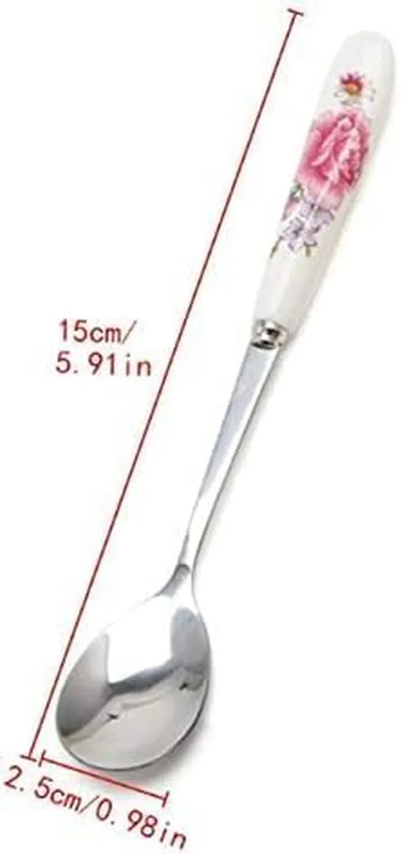 Elegant floral-handled spoon, 15cm, perfect for kitchen routines and serving