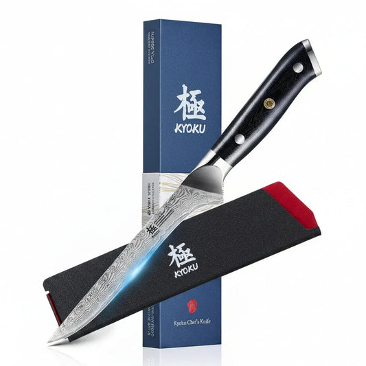 Gin Series Boning Knife, 7" Butcher Knife, Japanese VG10 Damascus Stainless Steel Kitchen Knife with Silver Ion Blade G10 Handle Mosaic Pin, Multipurpose Fillet Knife for Meat Fish & More