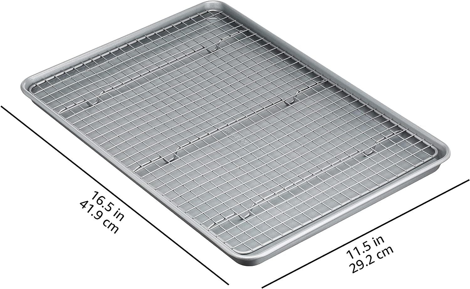 Ceramic Nonstick Baking Sheets & Cooling Rack Set, Dishwasher Safe, Oven Safe, Half Sheet Size, Gray, 2-Pack