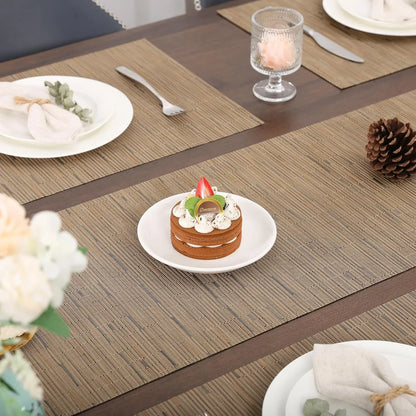 Table Runner, Vinyl Table Runner Indoor 55 Inch Long Arbitrarily Cropped Runner for Table Heatproof for Home Party (Light Brown, 12 X 55 Inch)