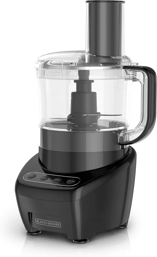 3-In-1 Easy Assembly 8-Cup Food Processor, Stainless Steel S-Blade, Easy-Clean, Touchpad Controls Black
