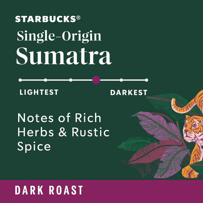 Ground Coffee, Dark Roast Coffee, Sumatra, 100% Arabica, 1 Bag (18 Oz)