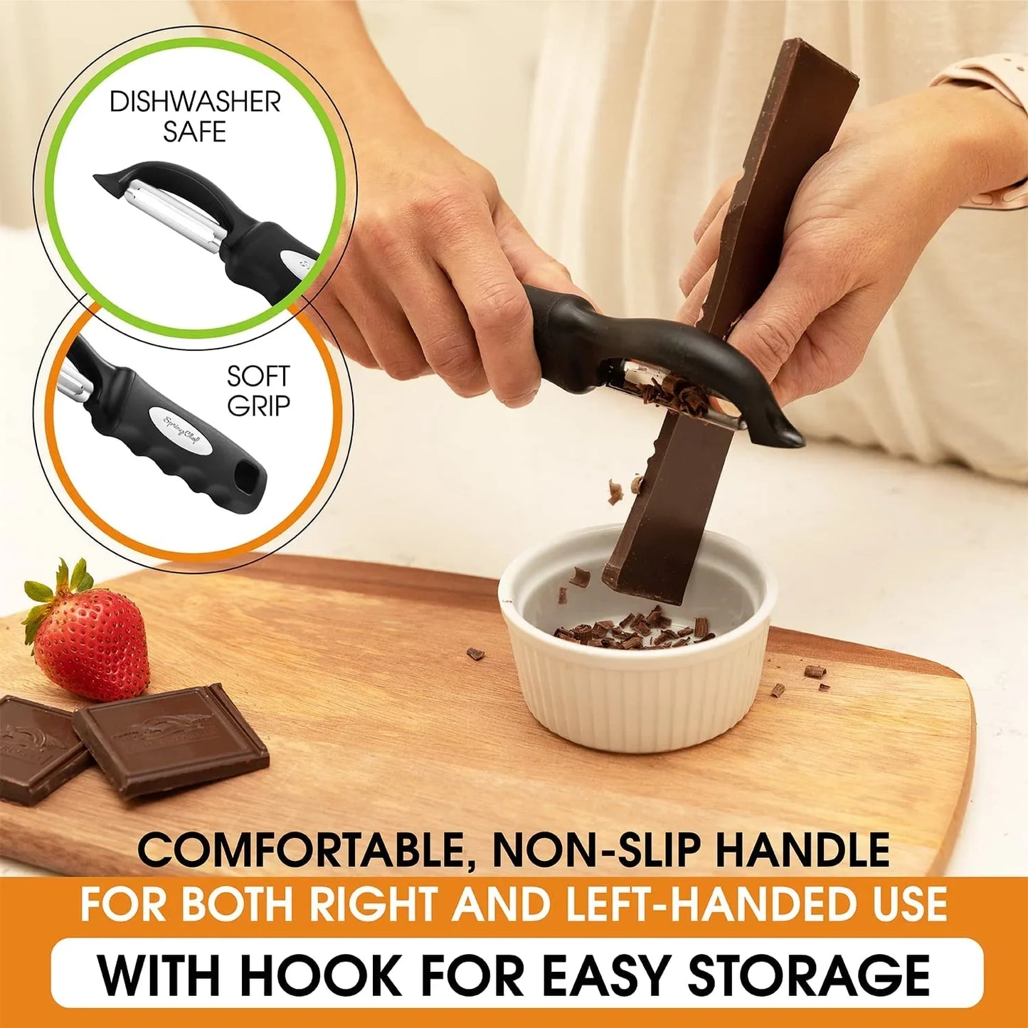 Premium Swivel Vegetable Peeler, Soft Grip Handle and Ultra Sharp Stainless Steel Blades - Perfect Kitchen Peeler for Veggie, Fruit, Potato, Carrot, Apple - Black