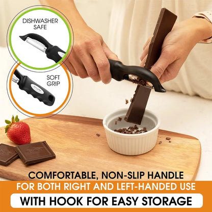 Premium Swivel Vegetable Peeler, Soft Grip Handle and Ultra Sharp Stainless Steel Blades - Perfect Kitchen Peeler for Veggie, Fruit, Potato, Carrot, Apple - Black