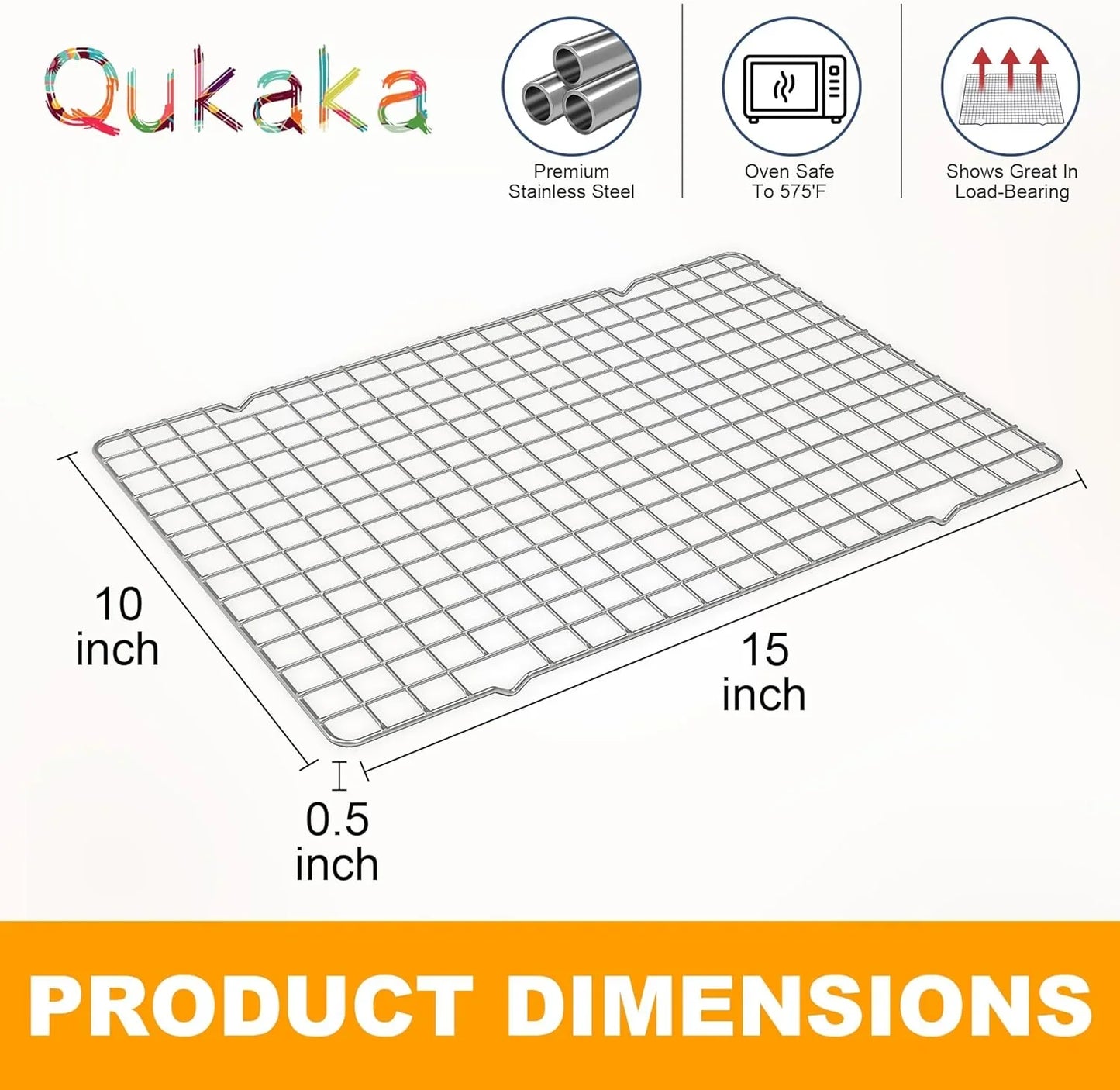 2PCS Cooling Racks for Cooking and Baking - 10" X 15"Heavy Duty Stainless Steel Wire Rack for Baking, Grilling, Roasting - Oven & Dishwasher Safe - Fits Jelly Roll Sheet Pan-Silver