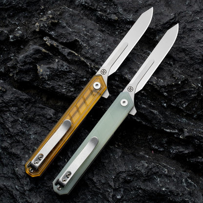 G046 Mecha Mini Slim Folding Scalpel with 5Pcs #24 and 5Pcs #60 G11 Handle with Liner Lock, Utility EDC Pocket Knife with Back Clip（Black）