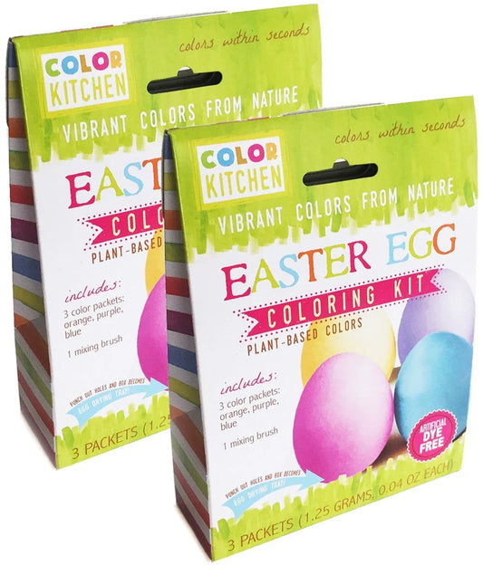Colorkitchen Easter Egg Coloring Kit (2 Pack) – Natural Plant-Based | Colorful Egg Coloring Kit | No Artificial Colors | Non-Gmo | Box Makes Egg Drying Tray