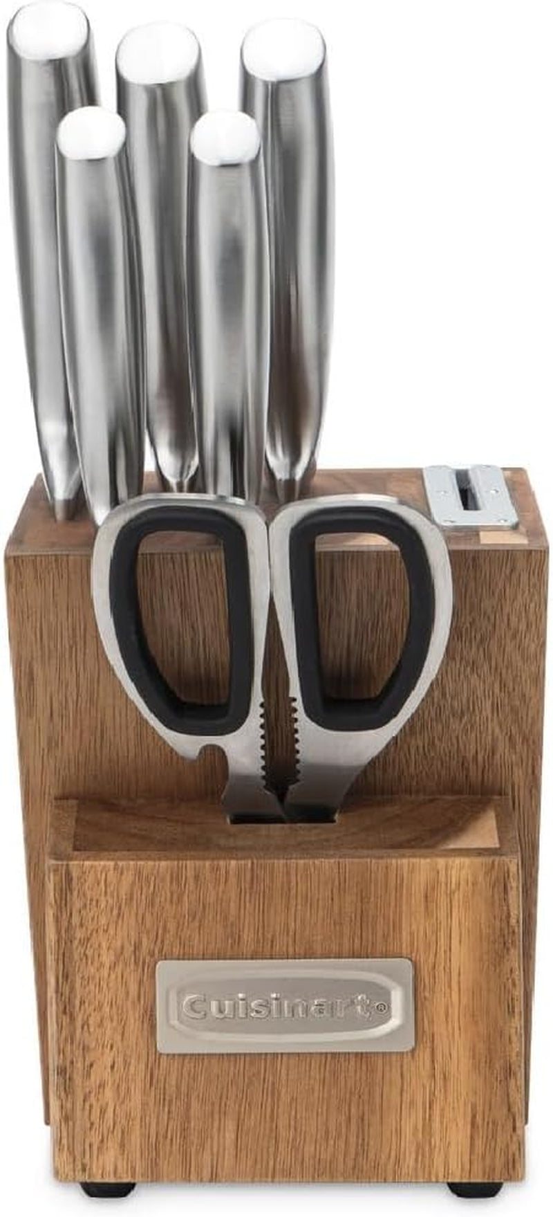 7 Pc Stainless Steel Essentials Cutlery Block Set with Built in Sharpener