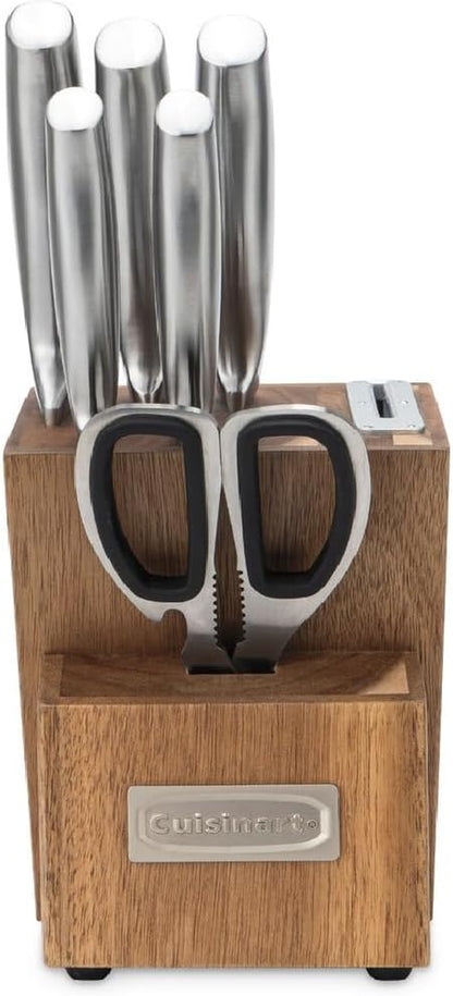 7 Pc Stainless Steel Essentials Cutlery Block Set with Built in Sharpener