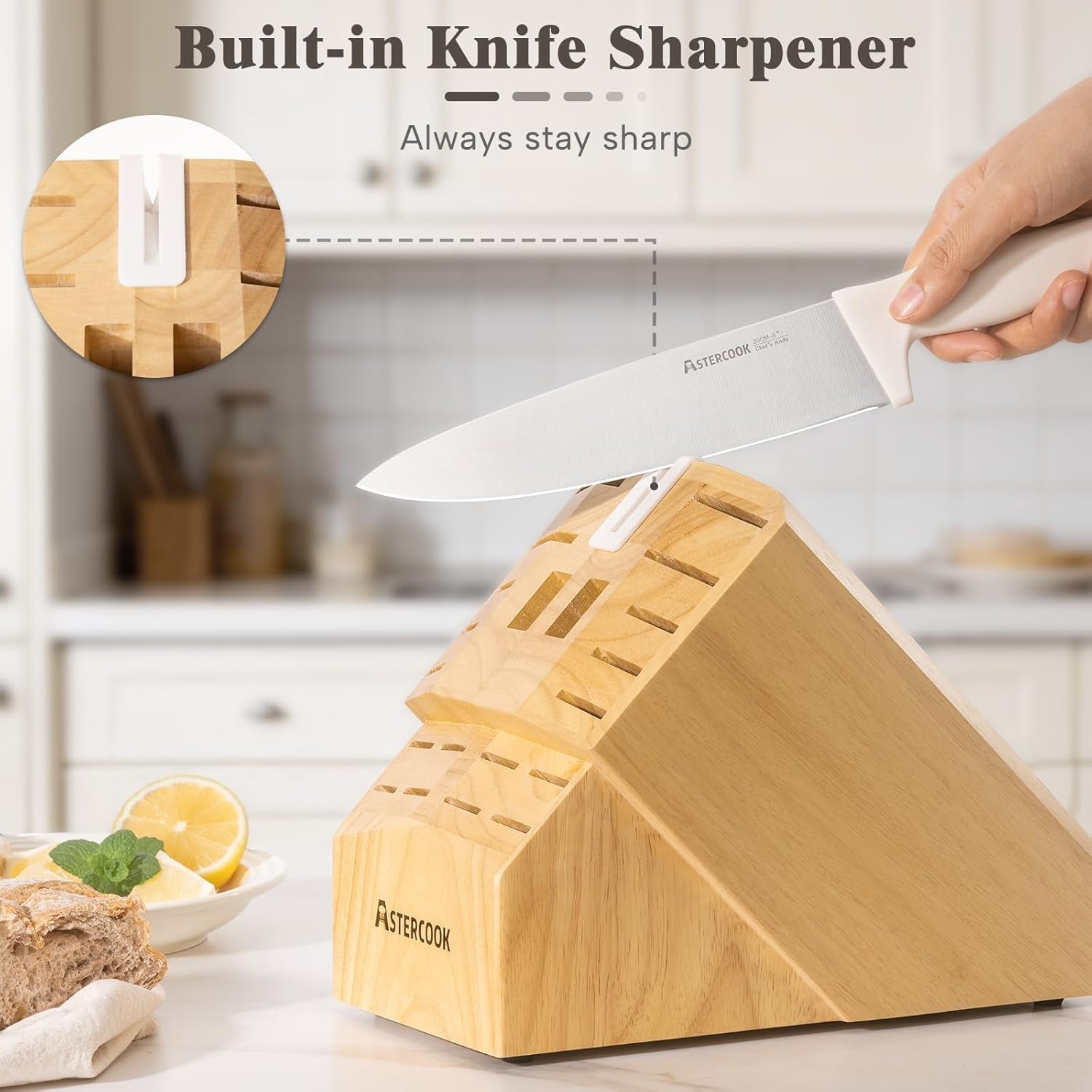 Knife Set,  22-Piece Kitchen Knife Set with Block & Built-In Sharpener, Ultra-Sharp High Carbon Stainless Steel Knives, Dishwasher Safe, Ergonomic Anti-Slip Handle, Valentine'S Gift