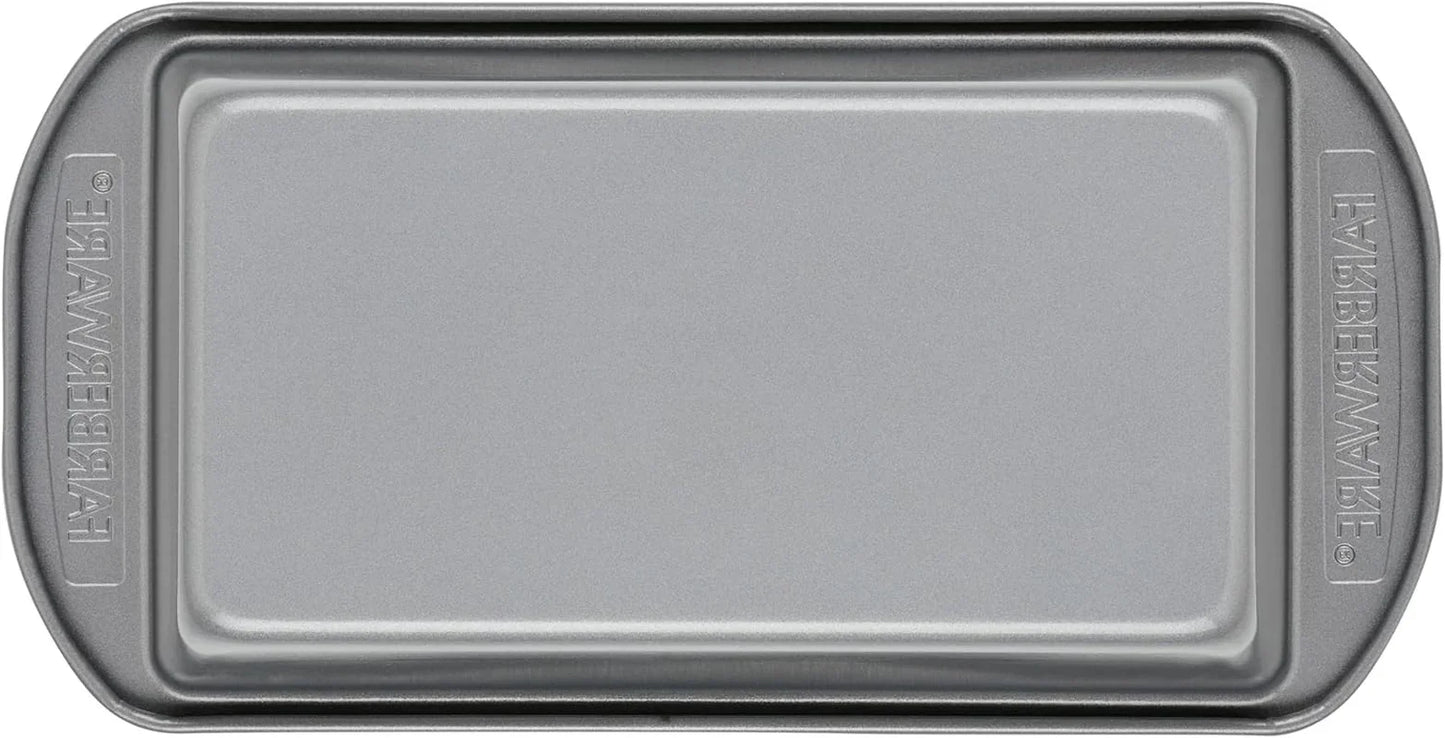 Bakeware Meatloaf/Nonstick Baking Loaf Pan Set, Two 9-Inch X 5-Inch, Gray
