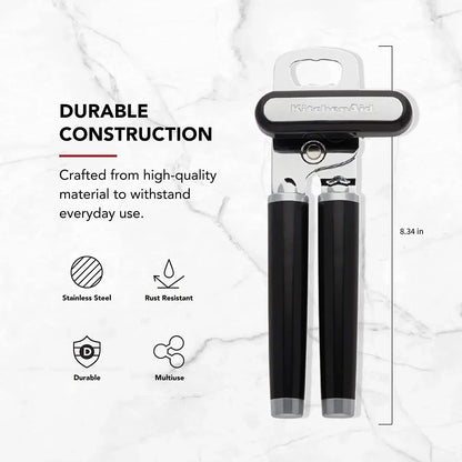 KitchenAid can opener with durable stainless steel construction, rust-resistant, and multiuse design