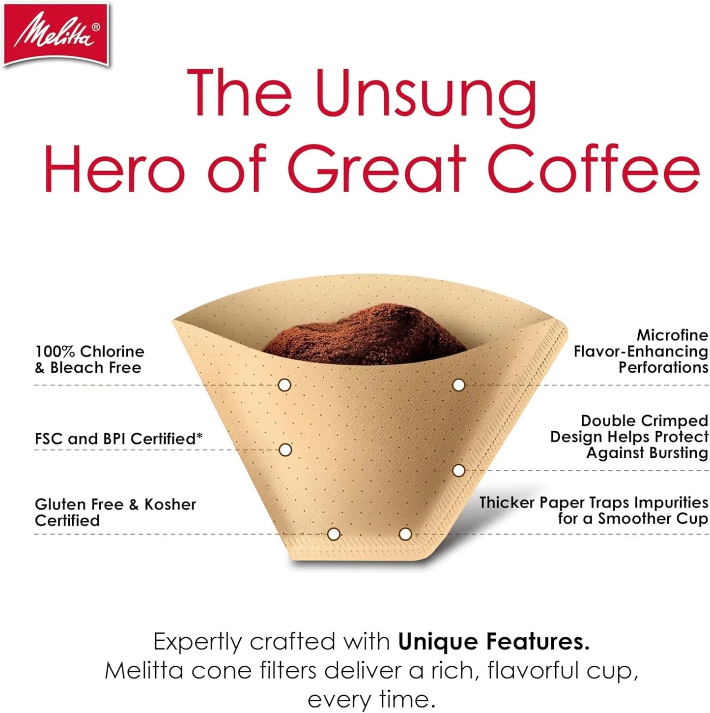 #4 Cone Coffee Filters, Natural Brown, 100 Count (Pack of 3), 300 Total Filters - Fits All 8-12 Cup Cone Coffee Makers and Pour-Overs, Compostable, Tear-Resistant