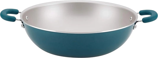 Create Delicious Nonstick Wok/Stir Fry Pan/Wok Pan - 14.25 Inch, Teal Blue Shimmer