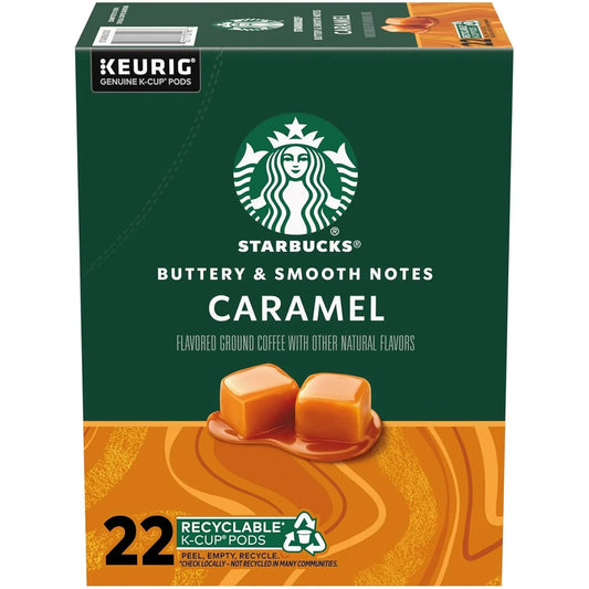 K-Cup Coffee Pods, Caramel Naturally Flavored Coffee for Keurig Brewers, 100% Arabica, 1 Box (22 Pods)