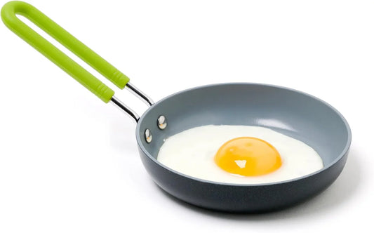 Mini Healthy Ceramic Nonstick, 5" round Egg Pan, Pfas-Free, Dishwasher Safe, Stay Cool Handle, Black