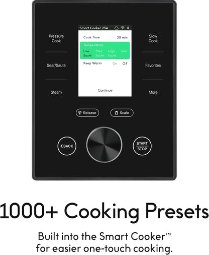 Smart Pressure Cooker with Wifi and Built-In Scale - Easy-To-Use 10-In-1 Multicooker with 500+ Guided Recipes - Rice Cooker, Slow Cooker, Instant Meals for Foodies - 6 Quart - Family Size