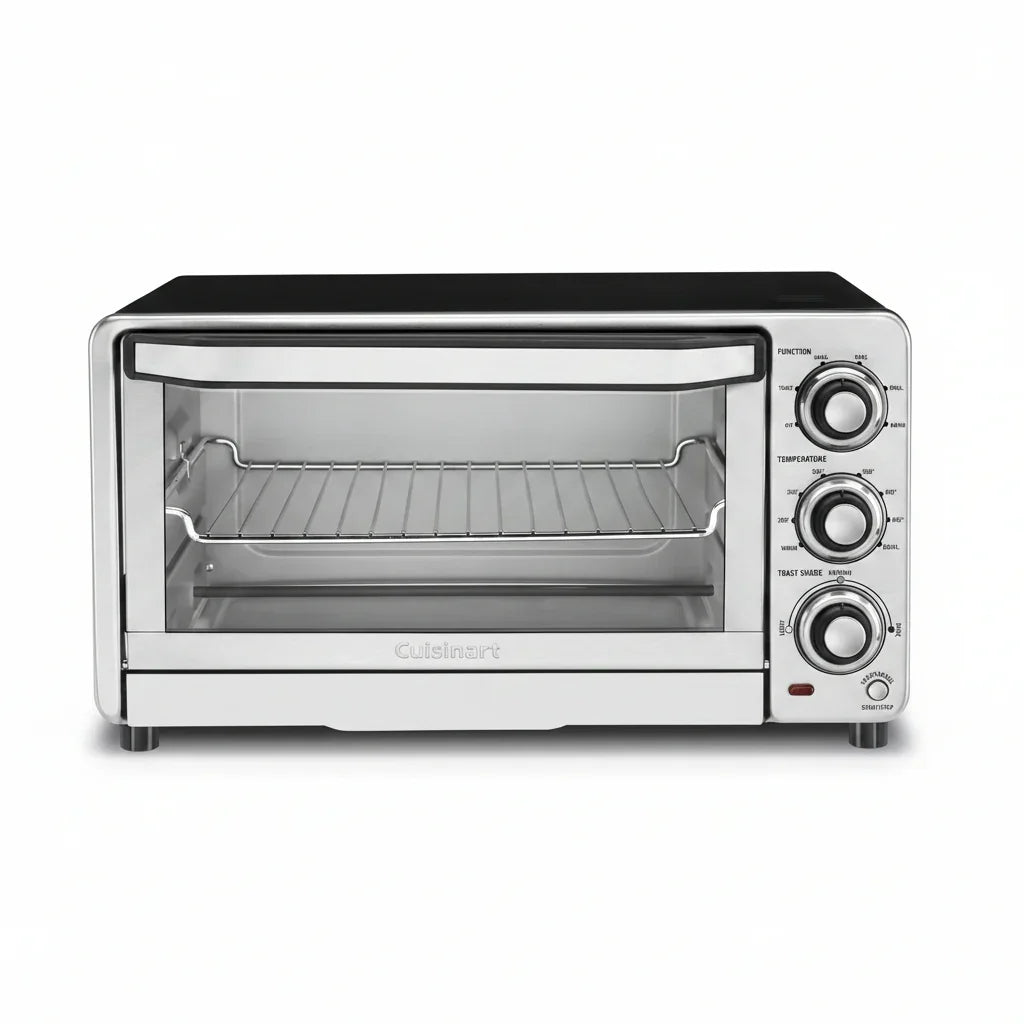 Custom Classic Toaster Oven Broiler, 1800 Watt Countertop Toaster Oven to Bake, Broil, and Toast, Non-Stick Interior, Consistent Toast Control, Brushed Stainless Steel/Black, TOB-40N