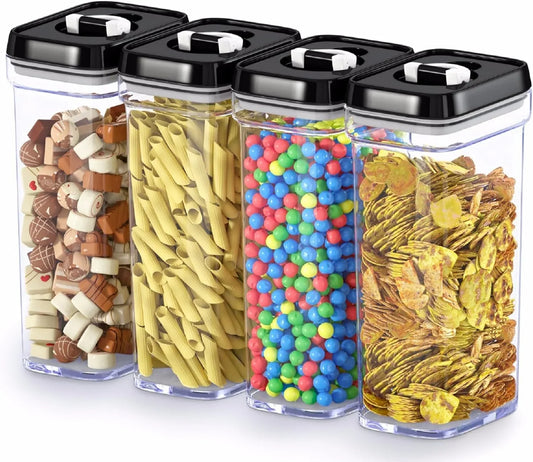 Airtight Food Storage Containers with Lids – 4 Piece Set Air Tight Kitchen Storage Containers Clear Pantry Organization and Storage Set Bpa-Free - Keeps Your Food Fresh & Dry