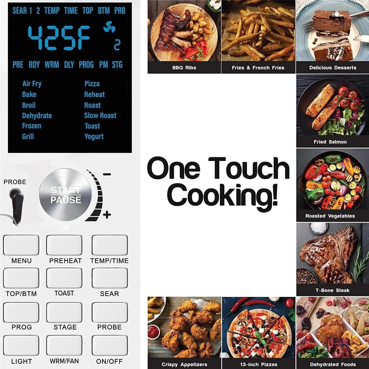 Bravo XL Air Fryer Convection Toaster Oven Countertop, 112-In-1 Smart Grill Combo with Original Flavors & Marks, Adjustable Heating Zones for Pizza, Roast, Bake, 50-500°F, Stainless Steel, 30QT