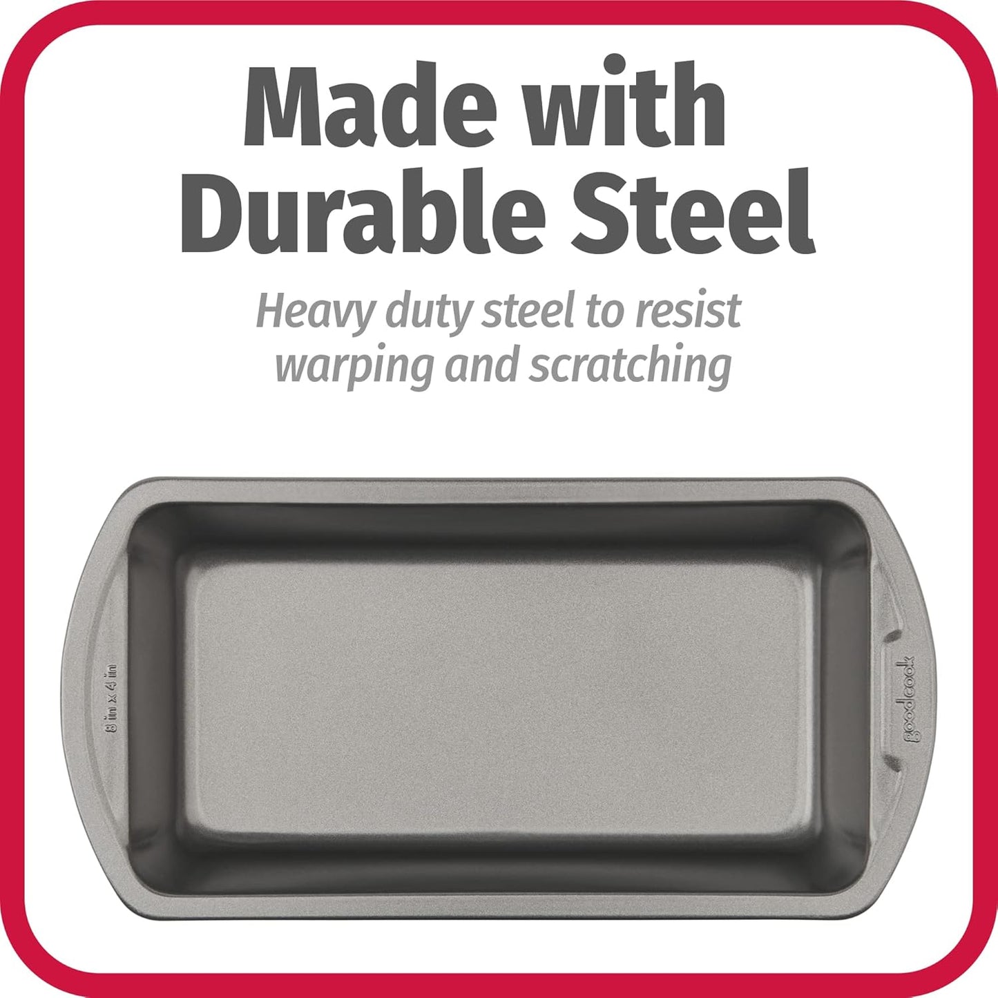 Nonstick Loaf Pan 8 X 4-Inch Heavy-Duty Steel Bakeware with Easy-Clean Non-Stick Coating, Oven & Dishwasher Safe Pan for Meatloaf Breads Lasagnas Casseroles & More, Set of 2, Gray