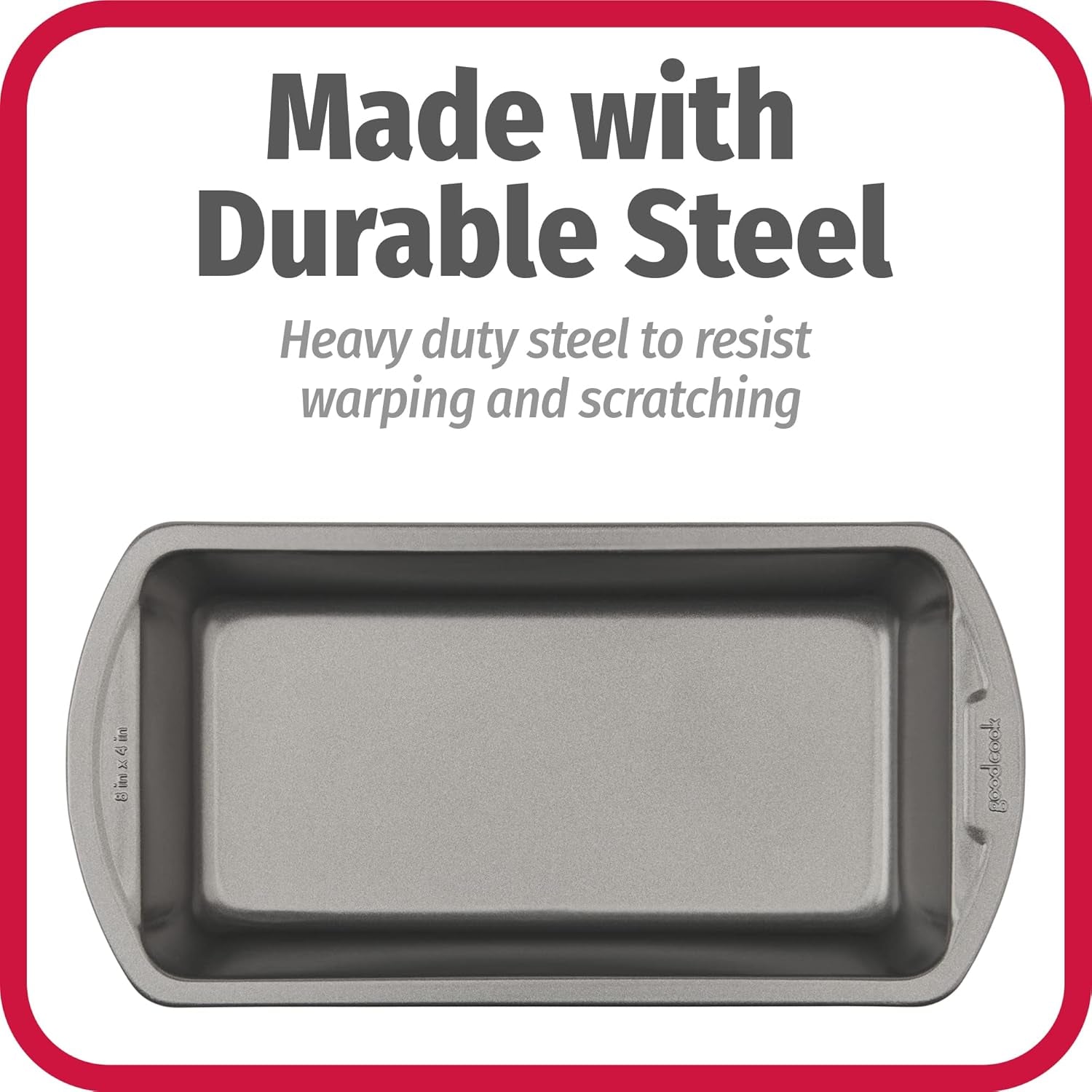 Nonstick Loaf Pan 8 X 4-Inch Heavy-Duty Steel Bakeware with Easy-Clean Non-Stick Coating, Oven & Dishwasher Safe Pan for Meatloaf Breads Lasagnas Casseroles & More, Set of 2, Gray