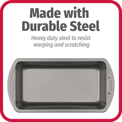 Nonstick Loaf Pan 8 X 4-Inch Heavy-Duty Steel Bakeware with Easy-Clean Non-Stick Coating, Oven & Dishwasher Safe Pan for Meatloaf Breads Lasagnas Casseroles & More, Set of 2, Gray