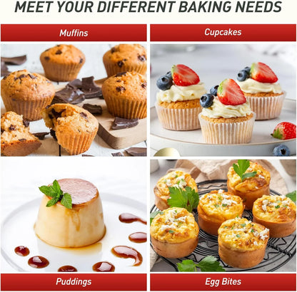 2 Packs 12 Cups Silicone Muffin Pan for Baking with Metal Reinforced Frame Regular Size Cupcake Pan Tray Egg Bites Silicone Cookie Molds Muffin Tin Tart Pans Sheet Set for Oven Dishwasher Safe