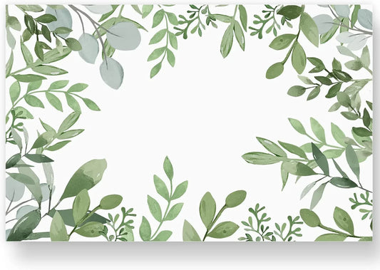 50 Pack Greenery Paper Place Mats Watercolor Green Leaves Disposable Placemat 11 X 17 Inch Spring Summer Decorative Paper Table Mats for Dinner Table Setting Wedding Party Supplies