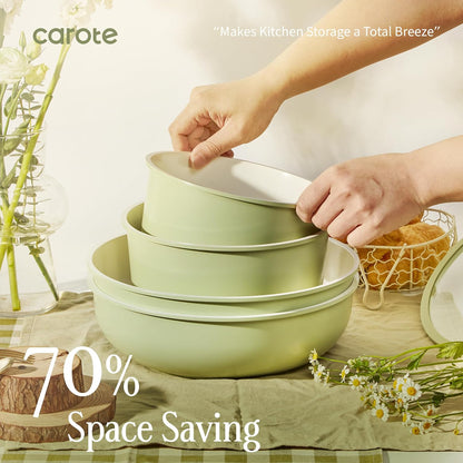 25-Piece Ceramic Cookware Set, Nonstick Pots and Pans Set with Detachable Handle, Non-Toxic Kitchen Cooking Set, Dishwasher & Oven Safe, Induction Compatible, PFAS Free, Green