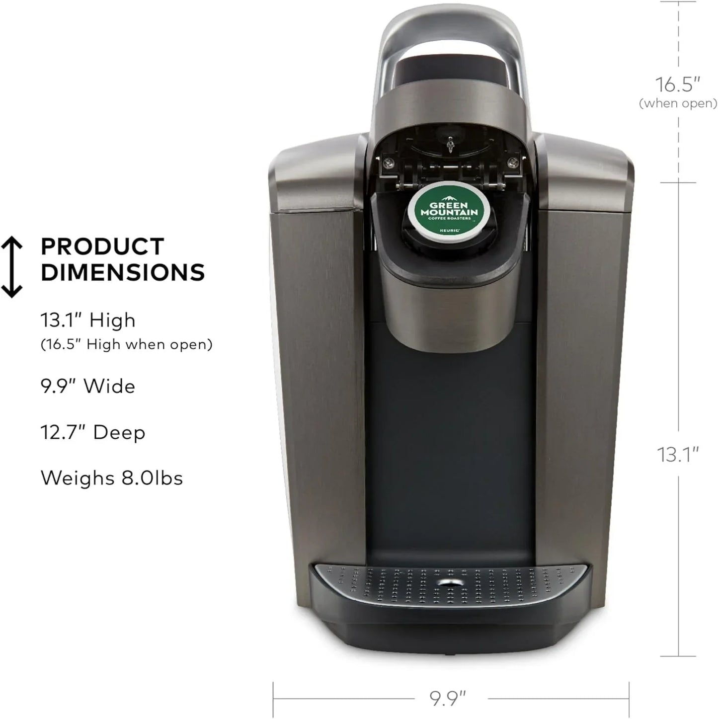 K-Elite Single Serve K-Cup Pod Coffee Maker, with Strength and Temperature Control, Iced Coffee Capability, 8 to 12Oz Brew Size, Programmable, Brushed Slate