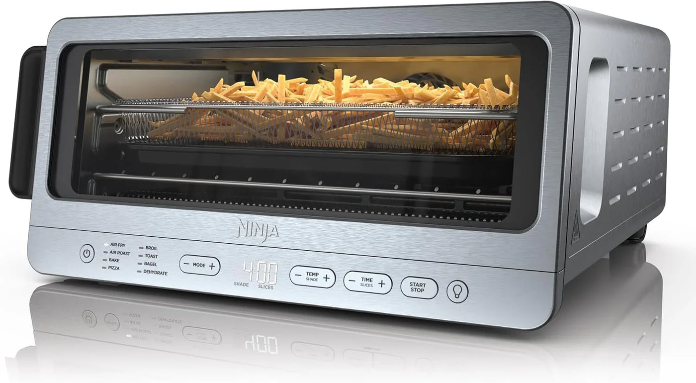 Air Fryer Toaster Oven Combo | 8-In-1 Functionality | Flip up & Away for Storage Space | Air Fry Basket, Sheet Pan, Wire Rack & Removable Crumb Tray |1800 Watt | Stainless Steel | SP151