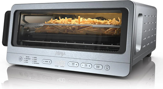 Air Fryer Toaster Oven Combo | 8-In-1 Functionality | Flip up & Away for Storage Space | Air Fry Basket, Sheet Pan, Wire Rack & Removable Crumb Tray |1800 Watt | Stainless Steel | SP151
