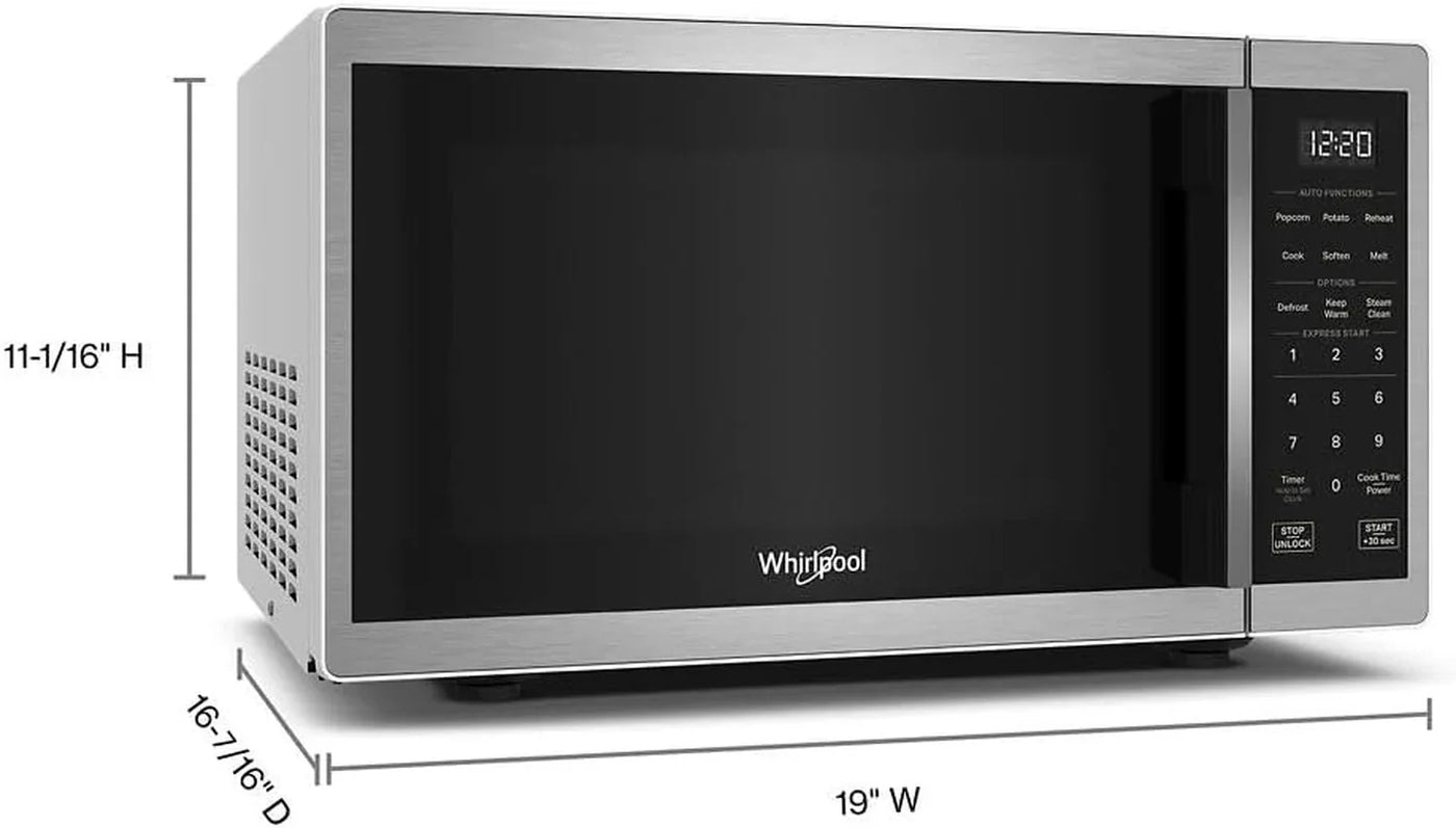 WMCS3019RS Countertop Microwave with Turntable 0.9 Cu. Ft, Steam Clean, 900 Watt Microwave, Stainless Steel