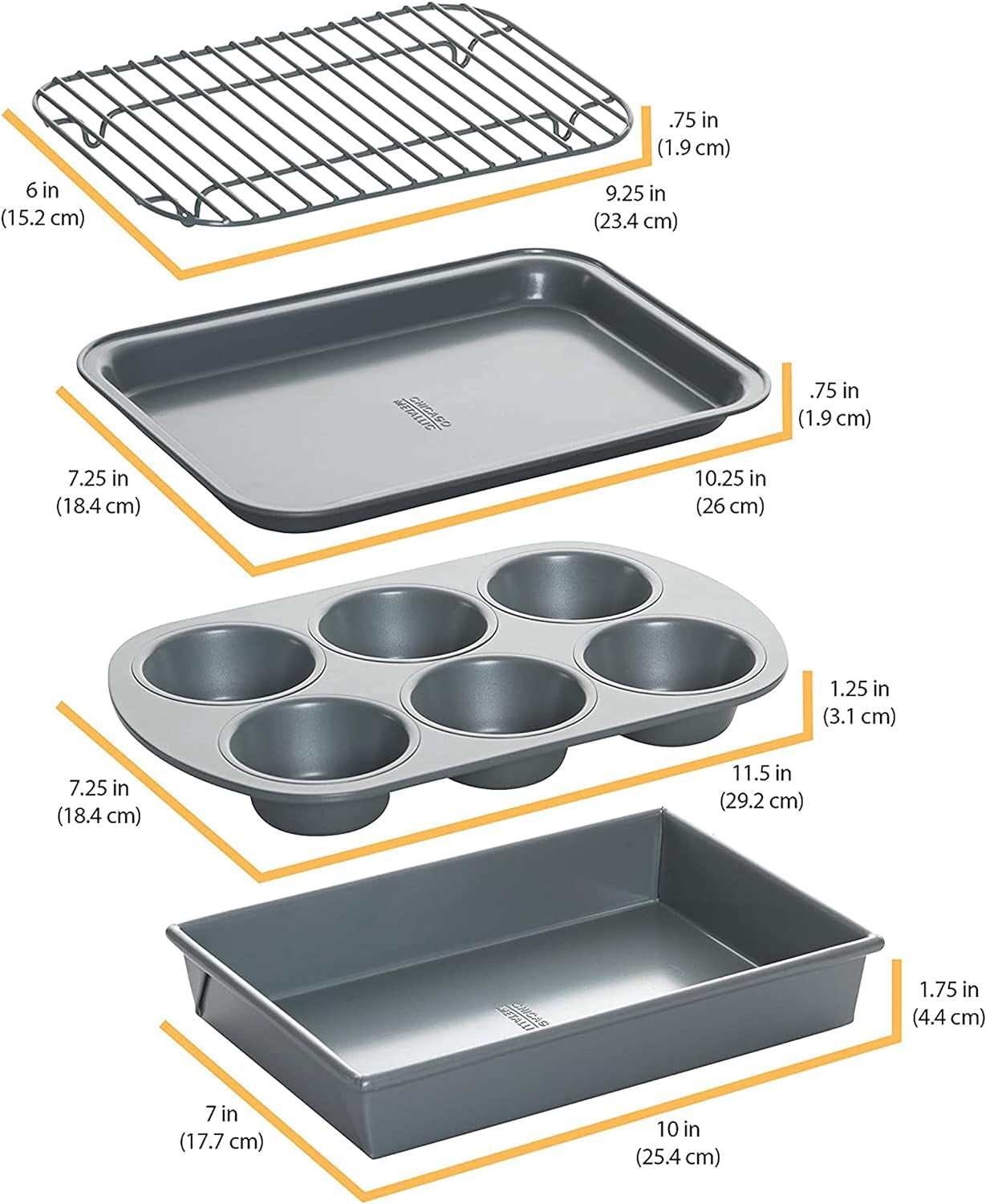 Professional 4-Piece Non-Stick Toaster Oven Set