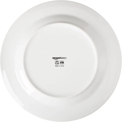 Porcelain Dinnerware Set, Microwave and Dishwasher Safe, Service for 6, 18-Piece, Plates, Bowls, White