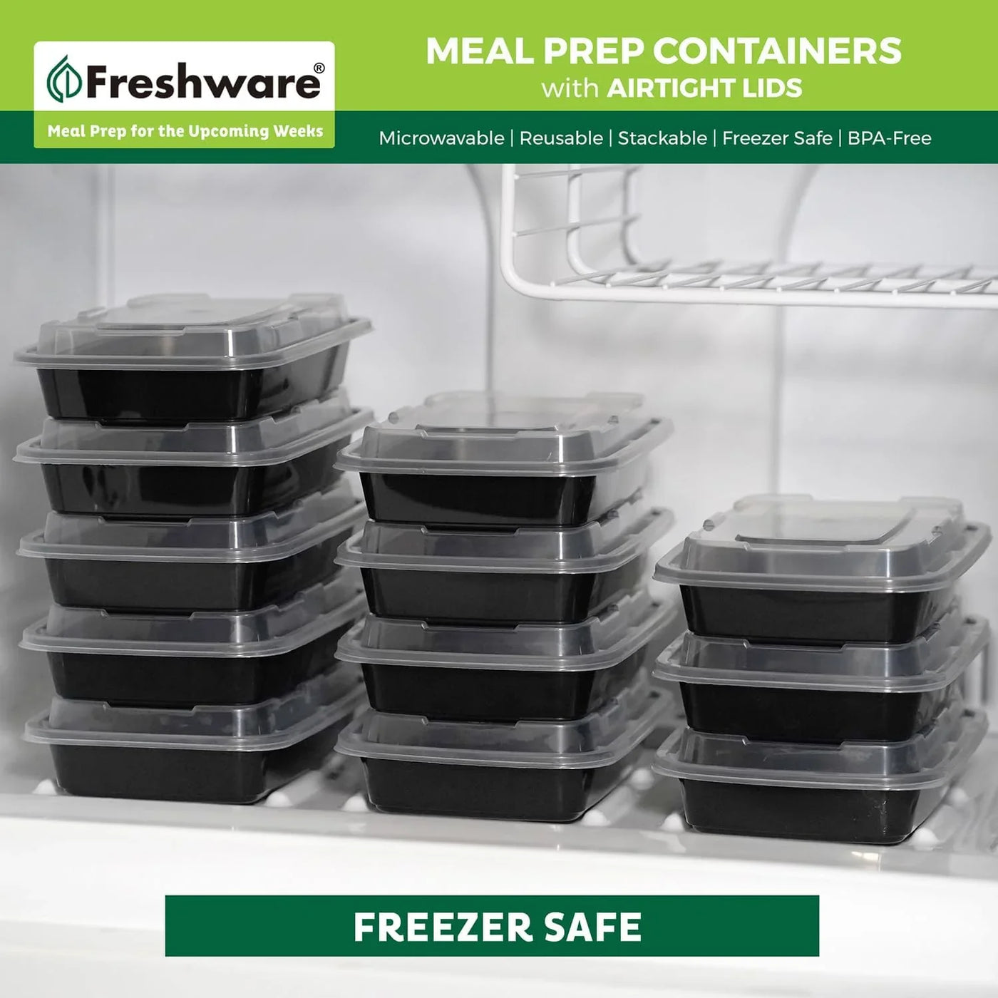 Meal Prep Containers [50 Pack] 1 Compartment with Lids, Food Storage Containers, Bento Box, BPA Free, Stackable, Microwave/Dishwasher/Freezer Safe (24 Oz)