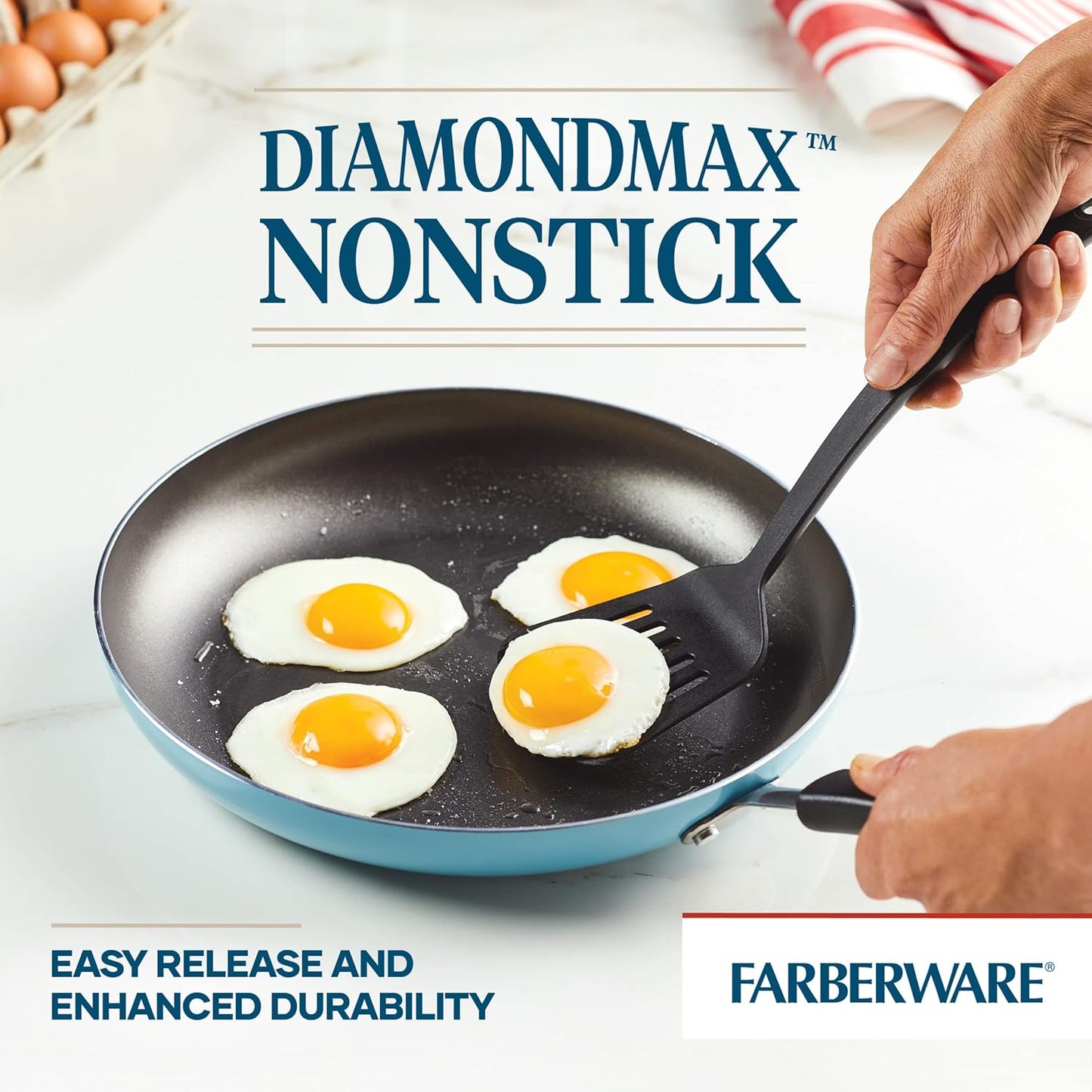 Cookstart Diamondmax Nonstick Frying Pan/Skillet, Dishwasher Safe, 12 Inch - Aqua