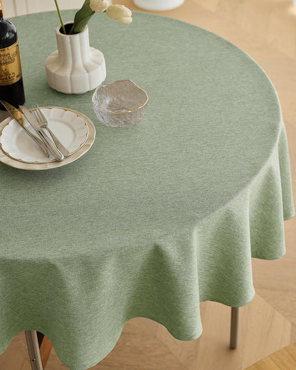 Faux Linen round Tablecloths 60 Inch, Waterproof Decorative Washable Texture Rustic Circle Table Cloth Cover for Dining Kitchen Party Farmhouse Outdoor(Round (2-4 Seats),Sage Green)