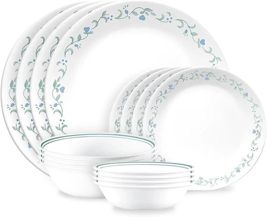 Country Cottage 16-Piece Mugless Dinnerware Set, Service for 4