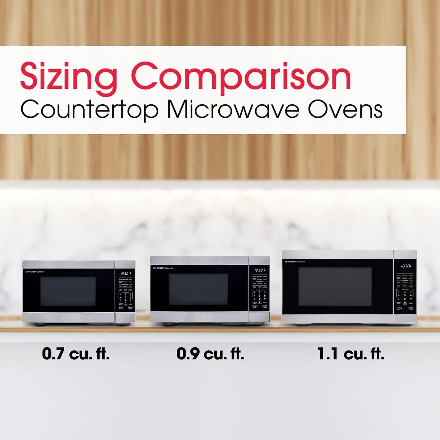 Countertop Microwave Oven with Removable 12.4" Carousel Turntable, 1000 Watt, 1.1 Cubic Feet, Stainless Steel