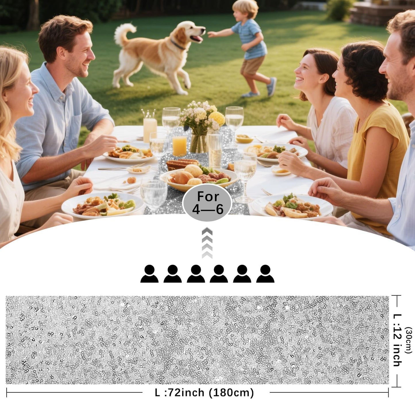 10 Packs 12 X 72 Inches Silver Sequin Table Runner, Glitter Runner for Birthday Party Supplies Wedding Holiday Celebration Baby Shower Engagement Anniversary Decor