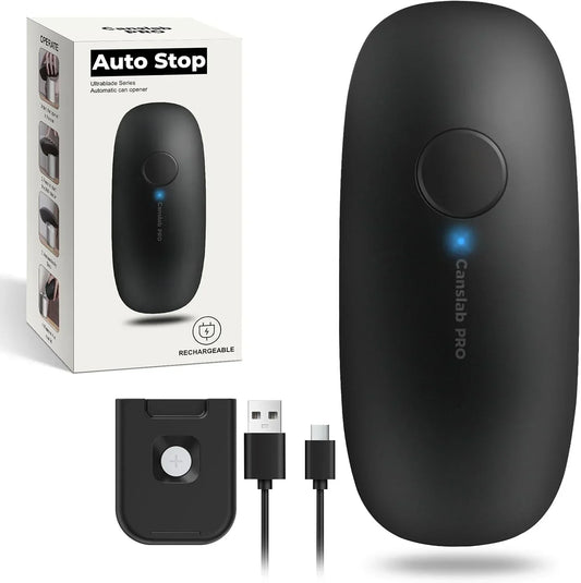 Canslab PRO automatic can opener with rechargeable USB cable and charging base