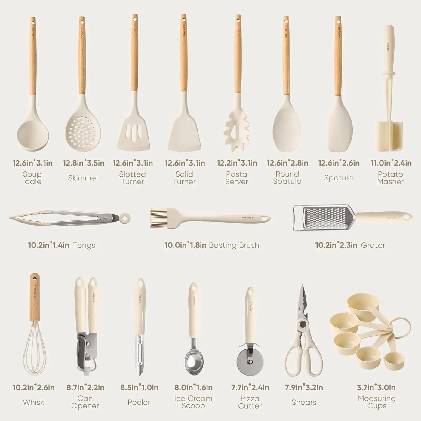 22Pcs Silicone Cooking Utensils Set, 446°F Heat Resistant Kitchen Utensils Gadgets Set, Spatula, Turner, Whisk, Tongs