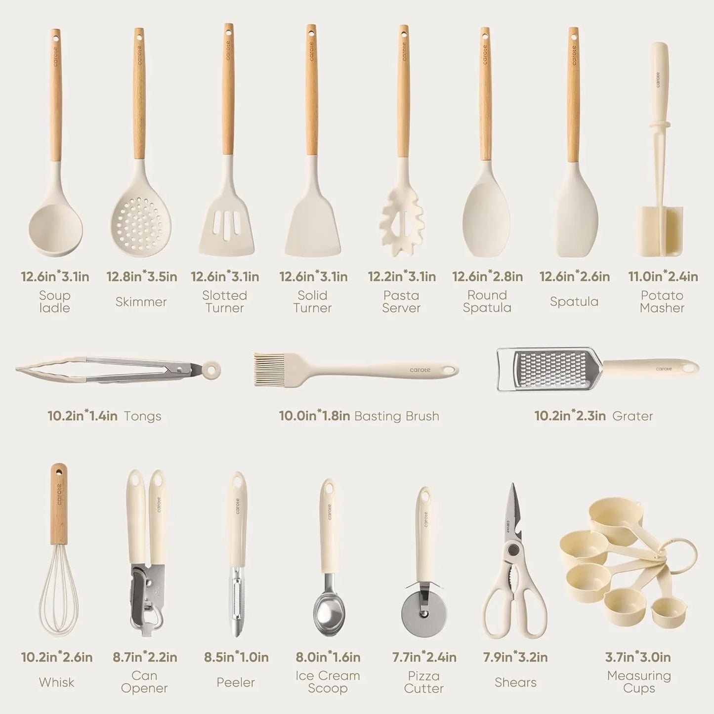 22Pcs Silicone Cooking Utensils Set, 446°F Heat Resistant Kitchen Utensils Gadgets Set, Spatula, Turner, Whisk, Tongs