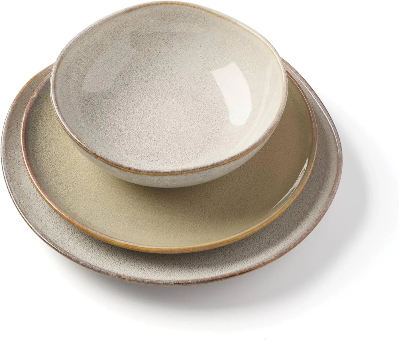 899208 Organic Shades Oatmeal 18-Piece Dinnerware Set, Service for 6