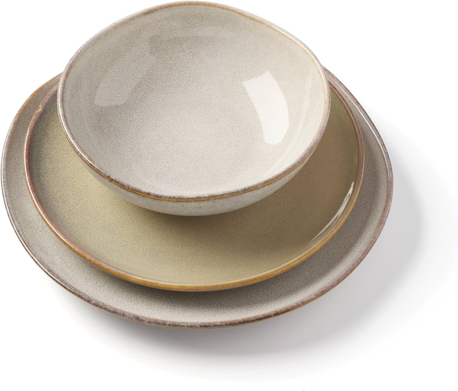 899208 Organic Shades Oatmeal 18-Piece Dinnerware Set, Service for 6